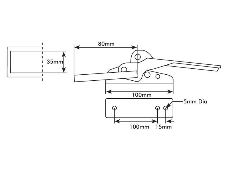 Trailer Latch, 100 x 27mm Lockable