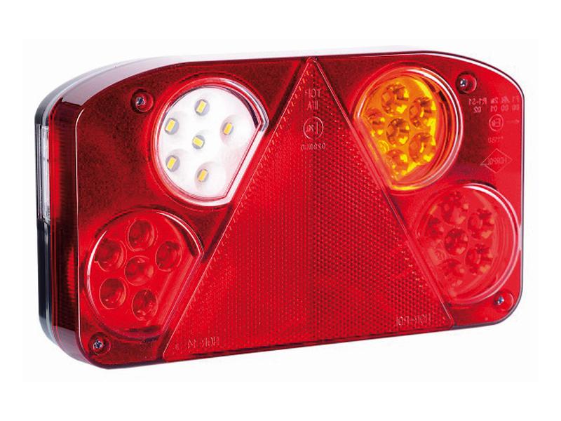 LED Rear Combination Light, Function: 6, Brake / Tail / Indicator / Fog / Reverse / Number Plate, RH, 12-24V