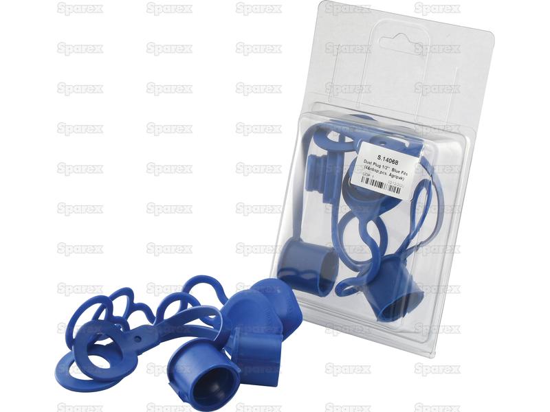 Sparex Dust Cover Set Blue PVC Fits 1/2\'\' Male & Female Coupling (Agripak 4 pcs.)