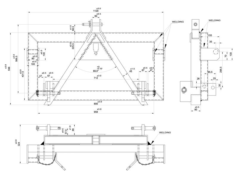 Adapter from Euro Norm to 3-point linkage (Cat. 2)