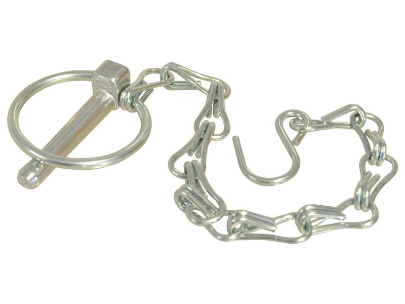 Round Linch Pin, Chain & Hook Assembly, Pin Ø8mm Image 1