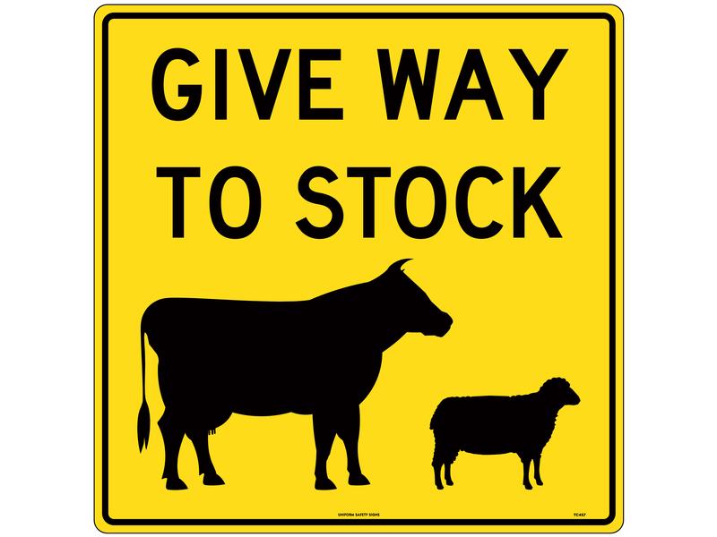Safety Sign - Give way to stock, 600 x 600mm