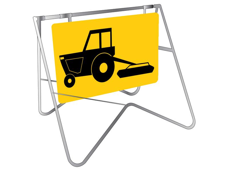 Safety Sign - Tractor Mowing with Swing Stand Set, 900 x 600mm
