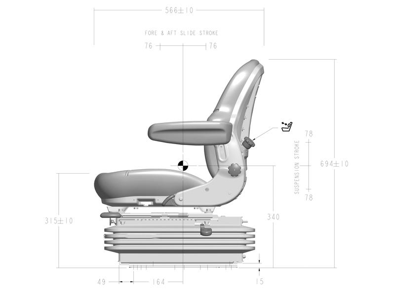 Compact Air Suspension Seat 12V Fabric with Height Adjustment - Sparex Part S.156646 main image 1