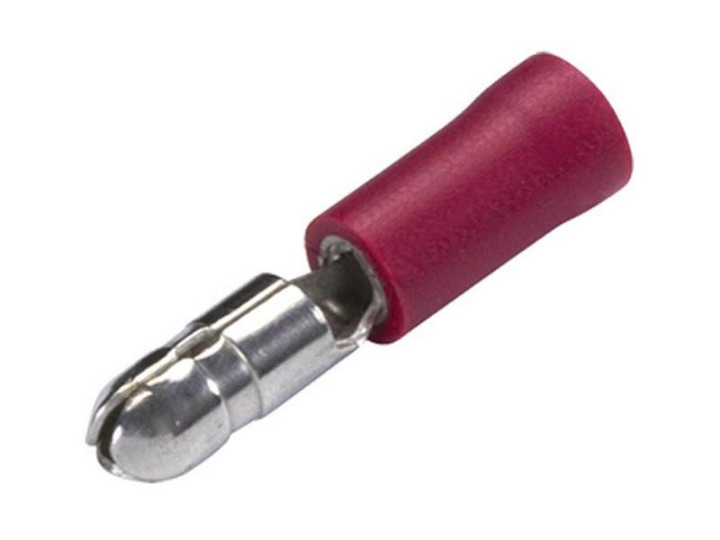 Pre Insulated Bullet Terminal, Double Grip - Male, 4.0mm, Red (0.5 - 1.5mm)