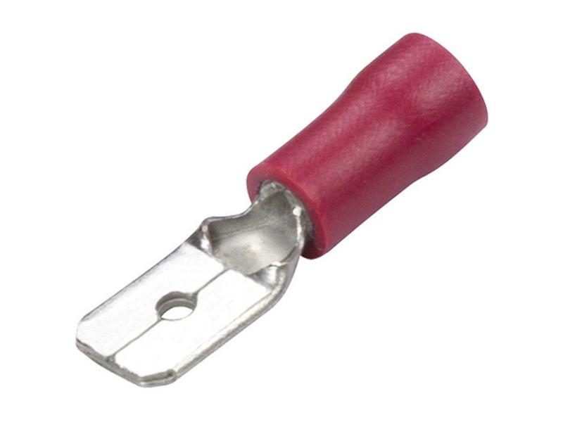 Pre Insulated Spade Terminal, Double Grip - Male, 6.3mm, Red (0.5 - 1.5mm)