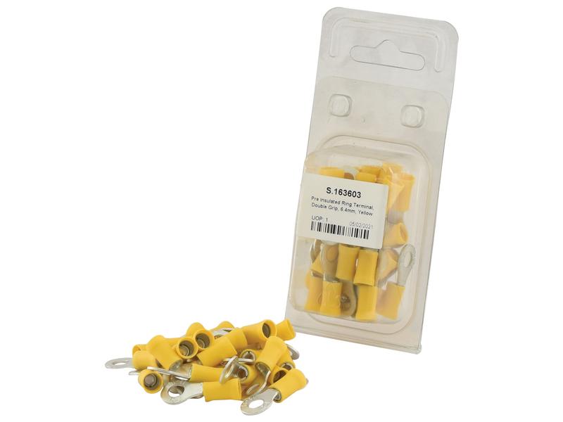 Agripak 25 pcs. Pre Insulated Ring Terminal, 6.4mm, Yellow Image 1