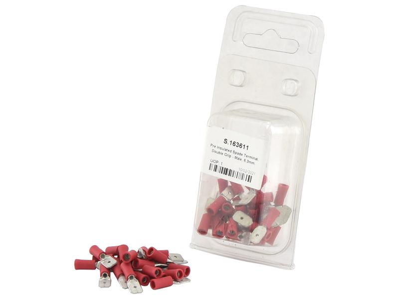 Agripak 25 pcs. Pre Insulated Spade Terminal Male, 6.3mm, Red Image 1