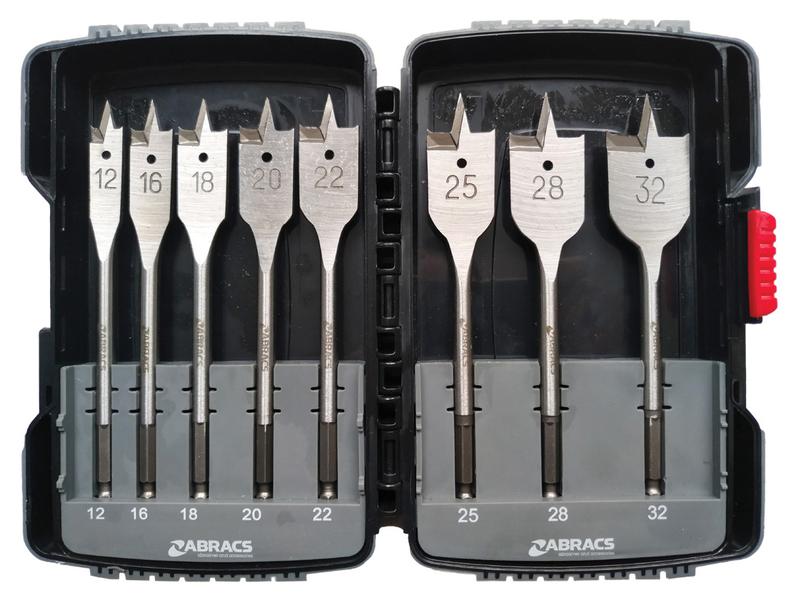 Flat Wood Drill Bit Set Pk of 8 pcs. (Reinforced Case) Image 1