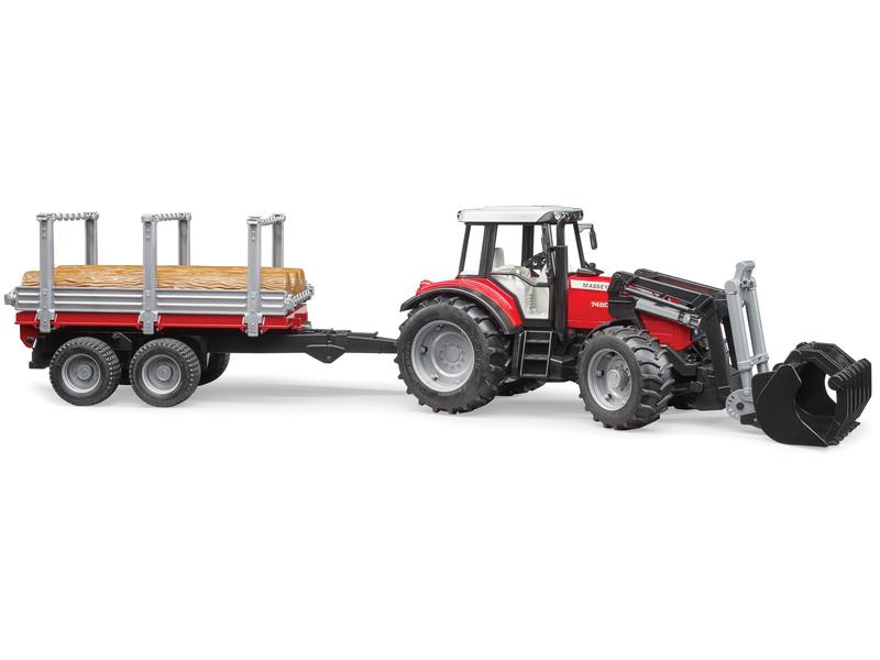 1/16 Scale Bruder MF 7480 Tractor with Loader, Trailer Image 1