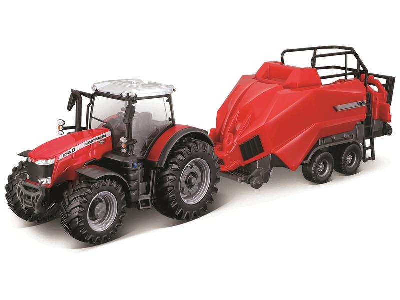 10cm Scale Bburago Massey Ferguson 8740S With Baler Lifter Image 1