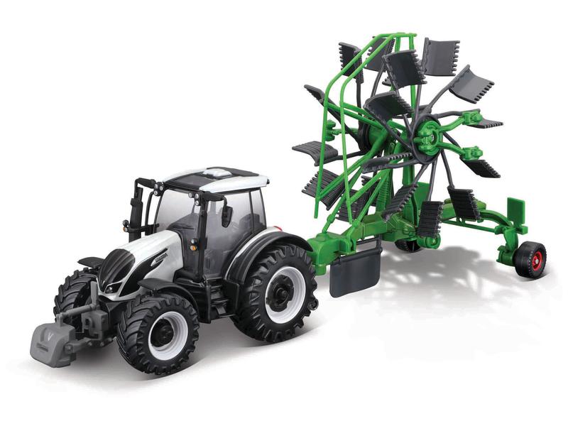 10cm Scale Bburago Valtra N174 With Whirl Rake Image 1