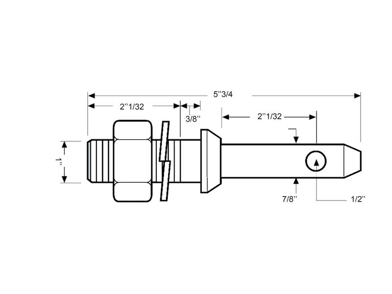 Lower link implement pin 22x146mm, Thread size 1''x51mm Cat. 1