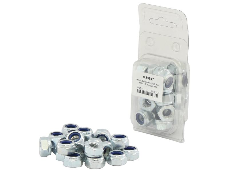 Metric Self Locking Nut, M10x1.50mm (DIN 985) Grade 8. Image 1