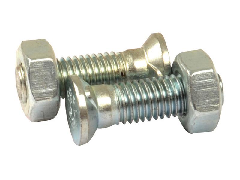 Countersunk Head Bolt 2 Nibs With Nut (TF2E) - M10 x 30mm, Tensile strength 10.9