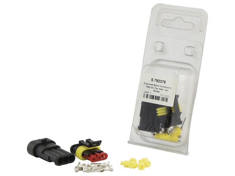 Superseal Block Connector-3 Way Kit (1pc male / 1pc female) Agripak