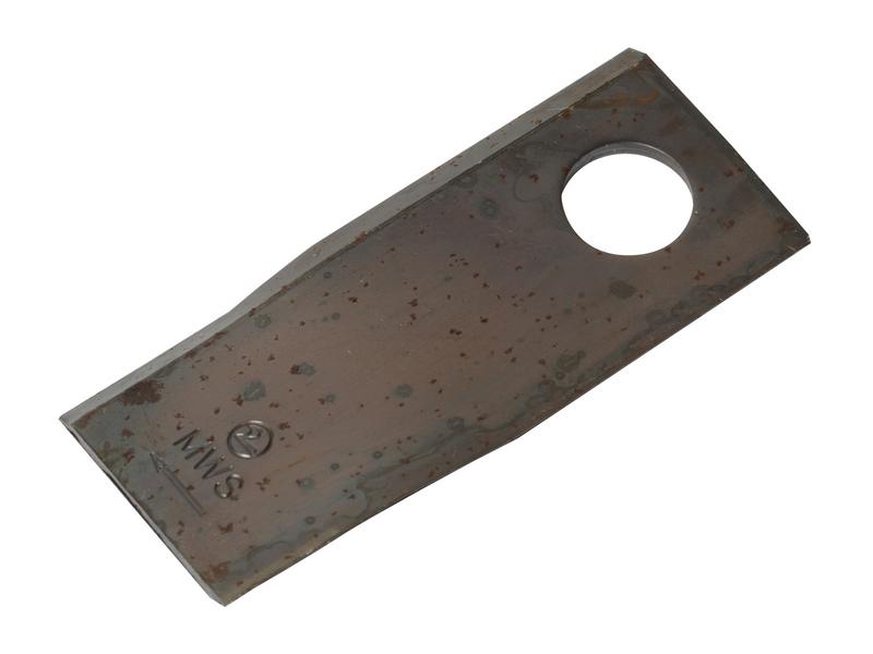 Mower Blade - Twisted blade, top edge sharp & parallel -  112 x 48x4mm - Hole Ø21mm  - RH -  Replacement for Pottinger