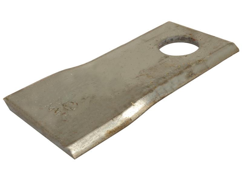 Mower Blade - Twisted blade, top edge sharp & parallel -  112 x 48x4mm - Hole Ø21mm  - LH -  Replacement for Pottinger