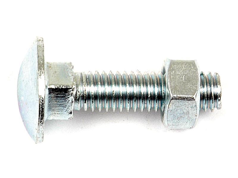 Metric Carriage Bolt and Nut, M6x25mm (DIN 601/934)