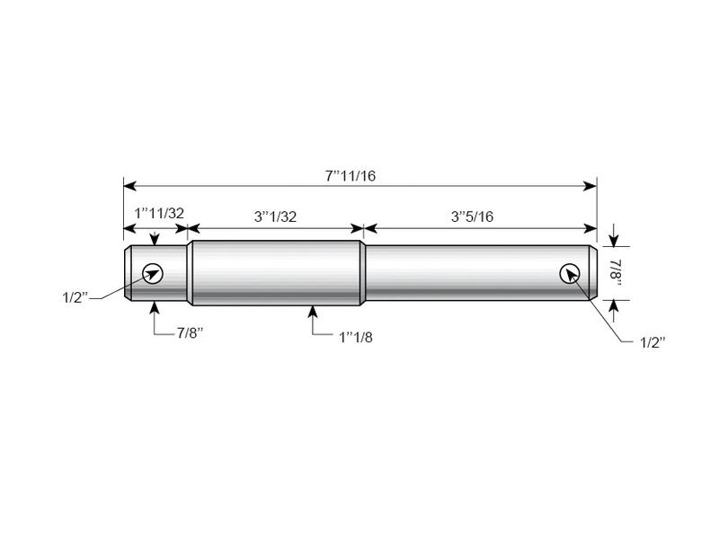 Lower link implement pin dual 22 28x195mm, Thread size Cat. 1/2