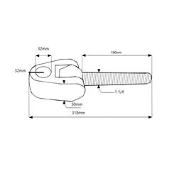 Top Link Knuckle Thread -  Cat.3 (Ø32mm) -  Thread size: 1-1/4 - RH 3