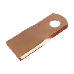 Mower Blade - Twisted blade, top edge sharp & parallel - 129x48x4mm - Hole Ø21mm - LH - Replacement for Marangon, Agram 1