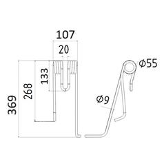 Tedder haytine - RH -  Length: 369mm, Width: 107mm, Ø9mm - Replacement for Lely 2