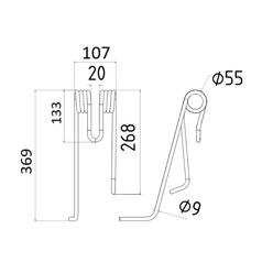 Tedder haytine - LH - Length: 369mm, Width: 107mm, Ø9mm - Replacement for Lely 2