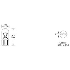 Light Bulb (Filament) W5W, 12V, 5W, W2.1x9.5d (Clamshell 2 pcs.) 4