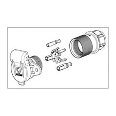 3 Pin Auxiliary Socket, Fixing: 2 Bolts, Female pin (Plastic) 3