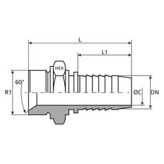 Dicsa BSP 60° Hose Insert 1/4\'\' x 1/8\'\' Male Thread Straight 3
