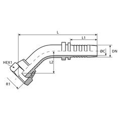 Dicsa Metric 24°/60° Hose Insert 5/16\'\' x M18 x 1.5 (12L) 135° Swept Swivel 3