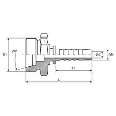 Dicsa  24° Hose Insert 3/4\'\' x M30 x 1.5 Male Thread Straight 3