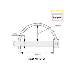Agripak 2 pcs. Shaft Locking Pin 11mm x 89mm 3