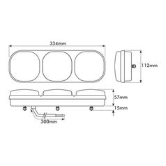 Rear Combination Light, (Halogen), Function: 3, Brake / Indicator / Reverse, RH & LH, 12V 3