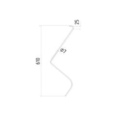 Wheel Rake Tine - RH & LH -  Length:610mm, Width:250mm, Ø7mm - Replacement for John Deere 2