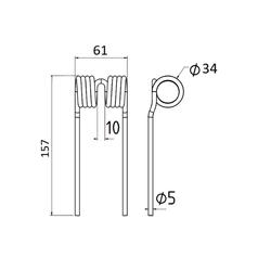 Pick-Up Tine Length:157mm, Width:61mm, Ø5mm - Replacement for Mengelle 2
