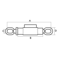 Stabiliser Turnbuckle Assembly -  Min. Length: 273mm, Max. Length: 370mm - M20 x 2.50 2