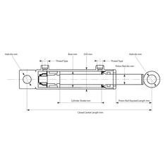 Hydraulic Double Acting Cylinder with Ends, 20 x 32 x 300mm 2