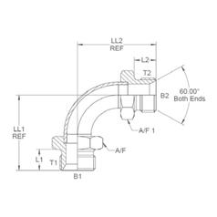 Hydraulic Adaptor 1/2\'\' BSP Male x 1/2\'\' BSP Male 90° Swept Elbow 3