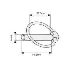 Round Linch Pin, Chain & Hook Assembly, Pin Ø8mm 2