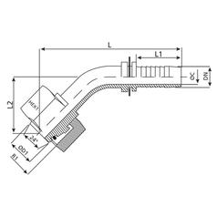Dicsa Metric 24° Hose Insert 3/8\'\' x M22 x 1.5 (15L) 135° Swept Swivel With O-Ring 3