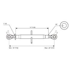 Top Link (Cat.2/2 (Ø25/25mm)) Ball and Ball,  1-1/8, Min. Length: 420mm. 3