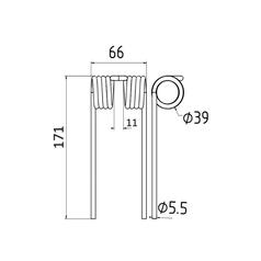 Pick-Up Tine Length:171mm, Width:66mm, Ø5.5mm - Replacement for John Deere 2