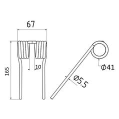 Pick-Up Tine Length:165mm, Width:67mm, Ø5.5mm - Replacement for Krone 2