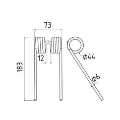 Pick-Up Tine Length:183mm, Width:73mm, Ø6mm - Replacement for Ford New Holland 2