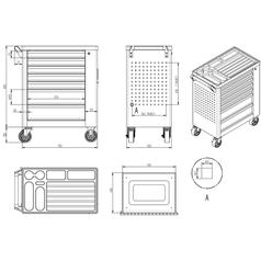 Tool Chest 7 Drawers, 21 Long & 35 Short Dividers with 168 Compartments 7