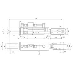Hydraulic Levelling Box (Supplied with: Hoses) - Fork Hole Ø 25mm - Fork Hole Ø 26mm - Min. Length: 470mm, Cylinder Bore: 63mm. 2