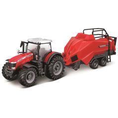 10cm Scale Bburago Massey Ferguson 8740S With Baler Lifter 1