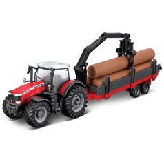 10cm Scale Bburago Massey Ferguson 8740S With Tree Forwarder 1